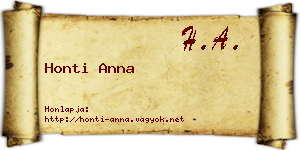 Honti Anna névjegykártya